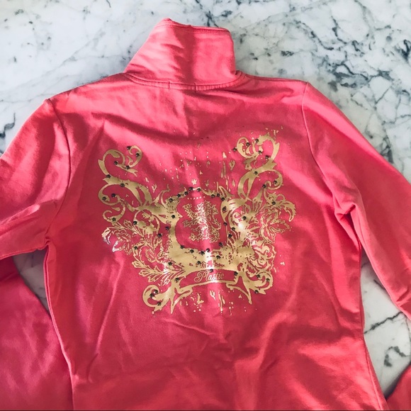 Tops - NEW Coral Zip Up with Gold Details